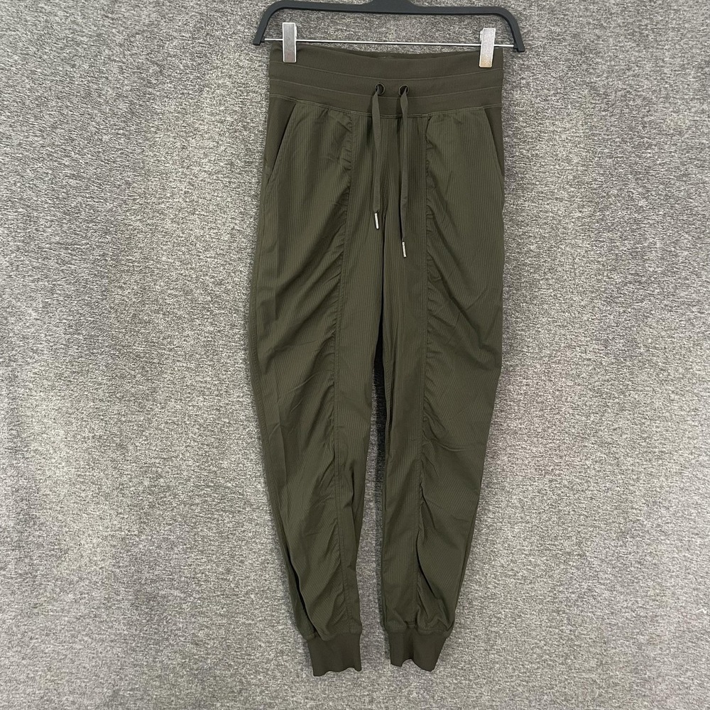 Lululemon Dance‎ Studio Jogger Pants Womens 2 Green Woven Mid Rise Full Length